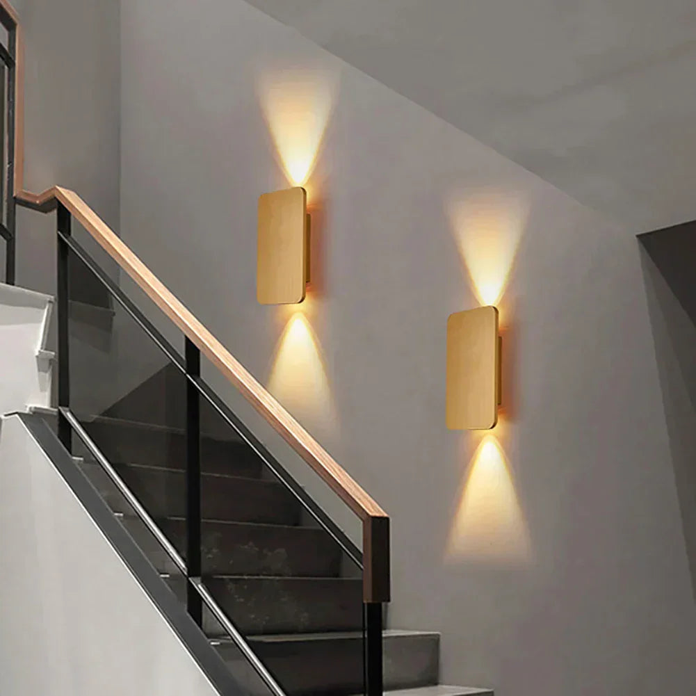 NovaLine Two-Head LED Up Down Wall Sconce Light Black Finish For Indoor Hallways And Living Rooms