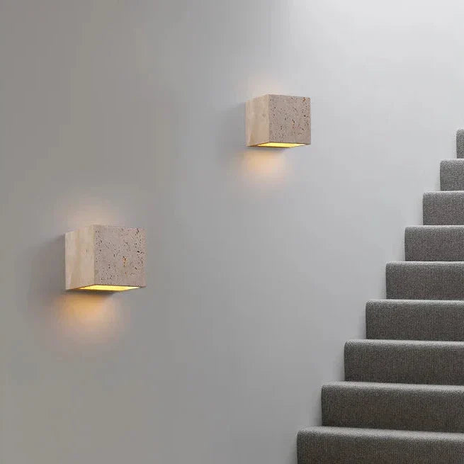 Aster LED Perforated Travertine Wall Sconce, Wall Mounted Lighting Fixture For Modern Interiors