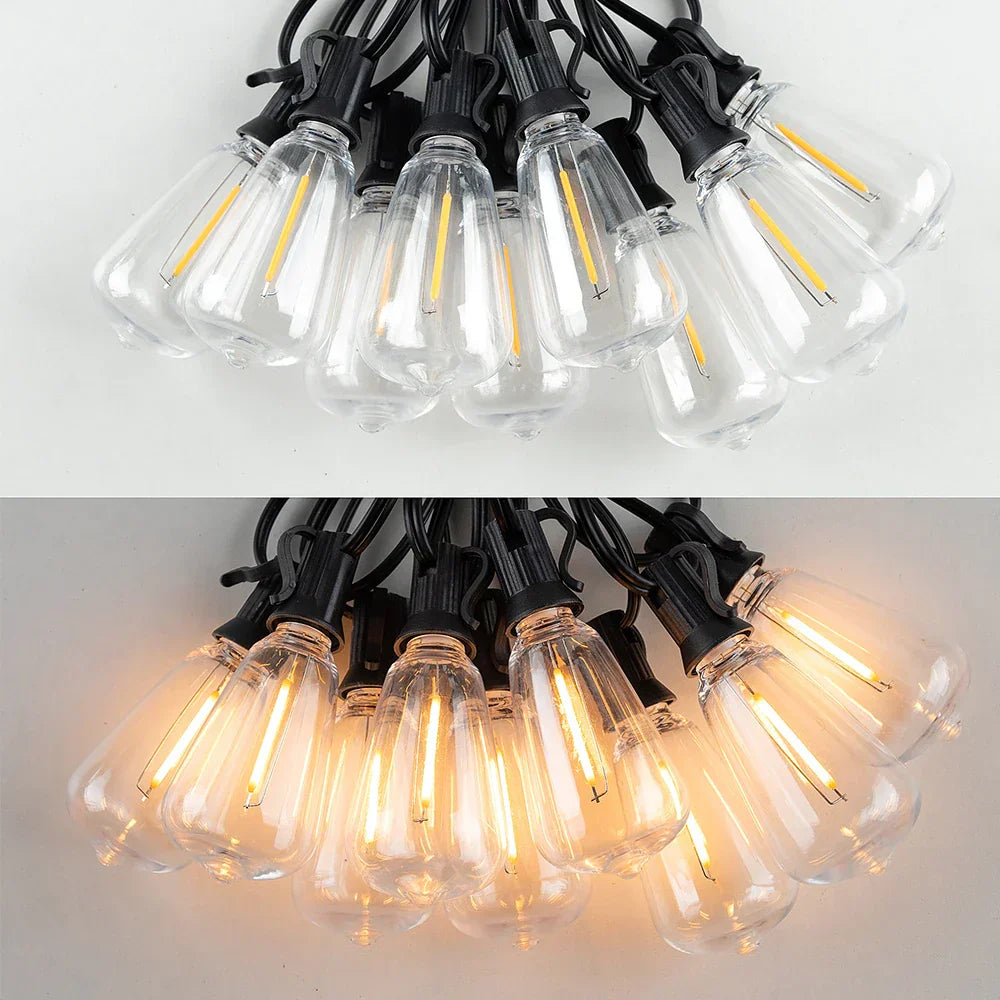 IP44 Weatherproof LED Garden Lights With 15 Durable Bulbs On 10m Cord Black