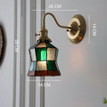 Tiffany Wall Lamp With Stained Glass, Brass, E27 Retro Style, Toggle Switch