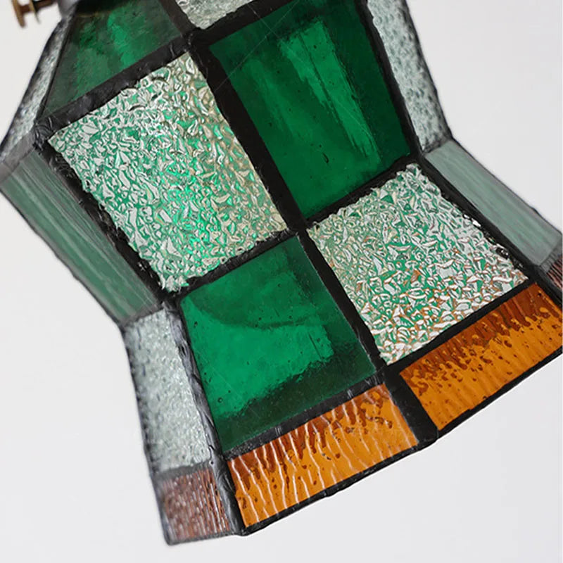 Tiffany Wall Lamp With Stained Glass, Brass, E27 Retro Style, Toggle Switch