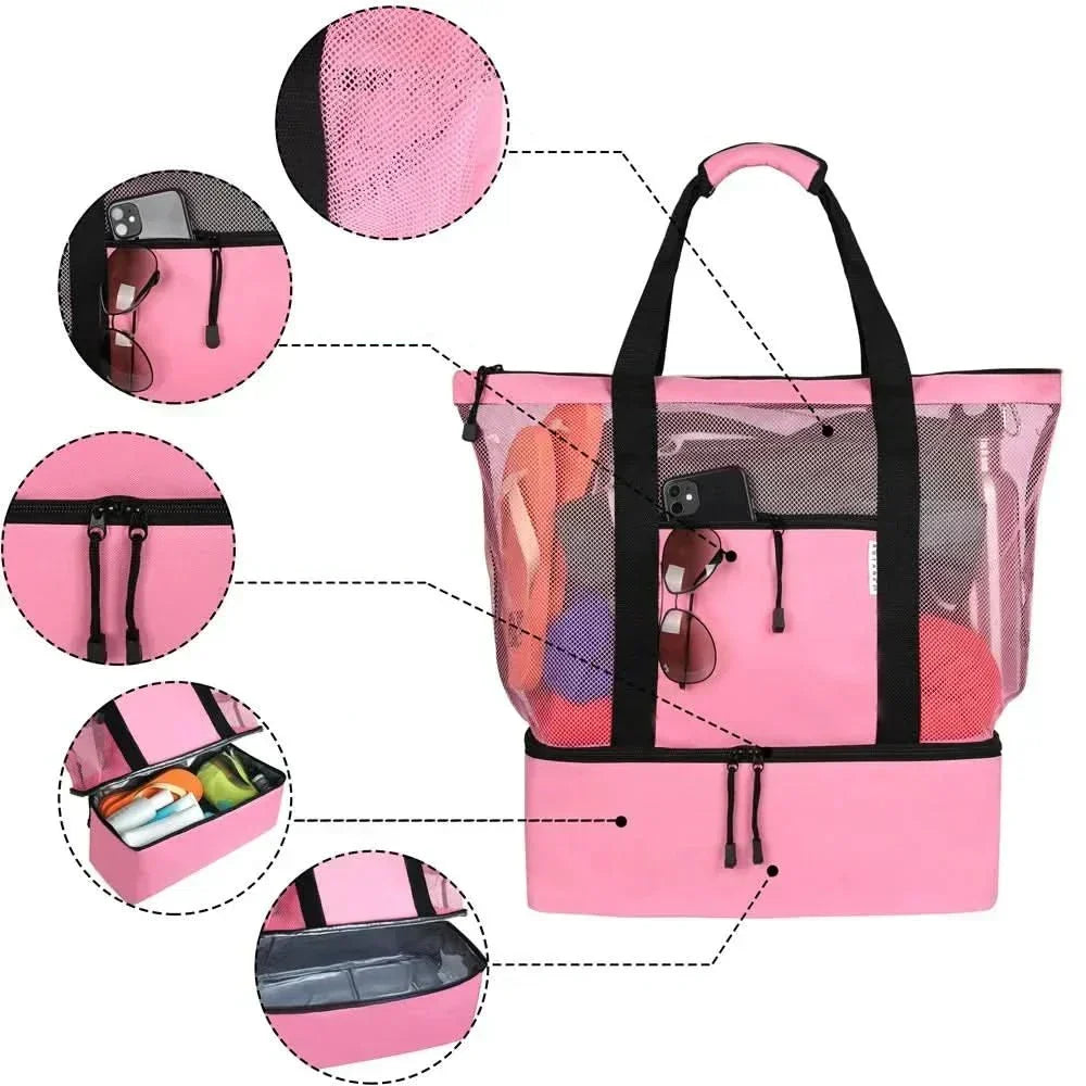 Sunwave Spacious Waterproof Tote — Stable Base and Open Mesh Design