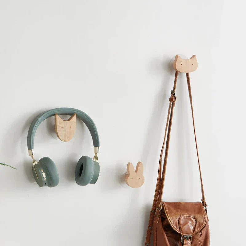 Wooden Animal Wall Hooks Self Adhesive Coat Rack For Kids Room Scandinavian Wall Decor