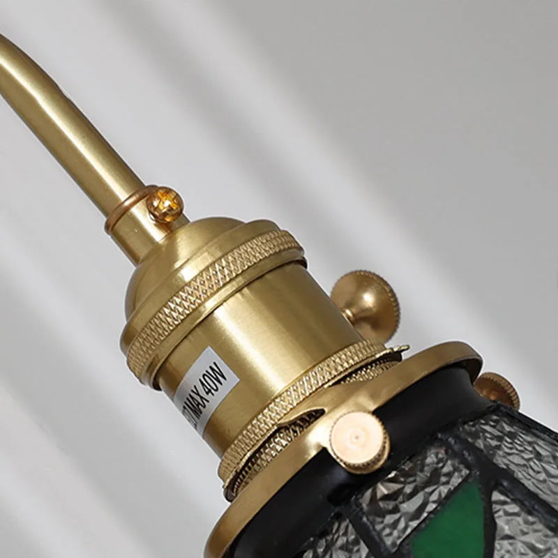 Tiffany Wall Lamp With Stained Glass, Brass, E27 Retro Style, Toggle Switch