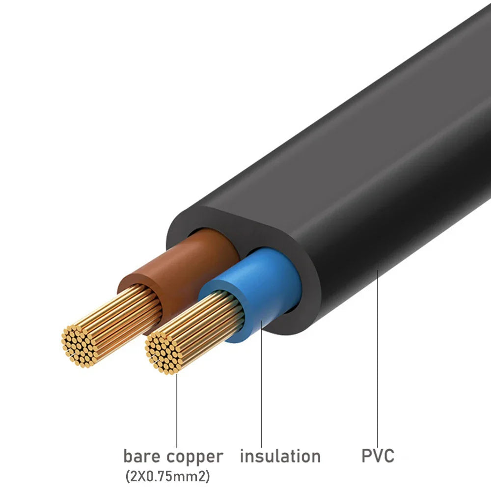 EU Extension Cable With 2 Pin Europlug For Lamps And Devices