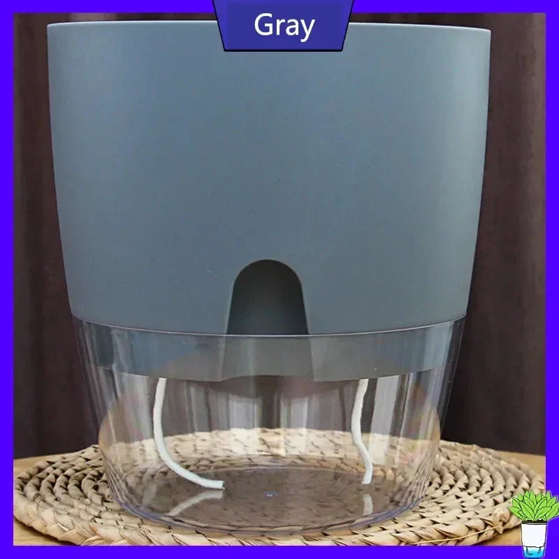 Clear Dual-Tier Plastic Planter With Self-Watering System And Injection Port