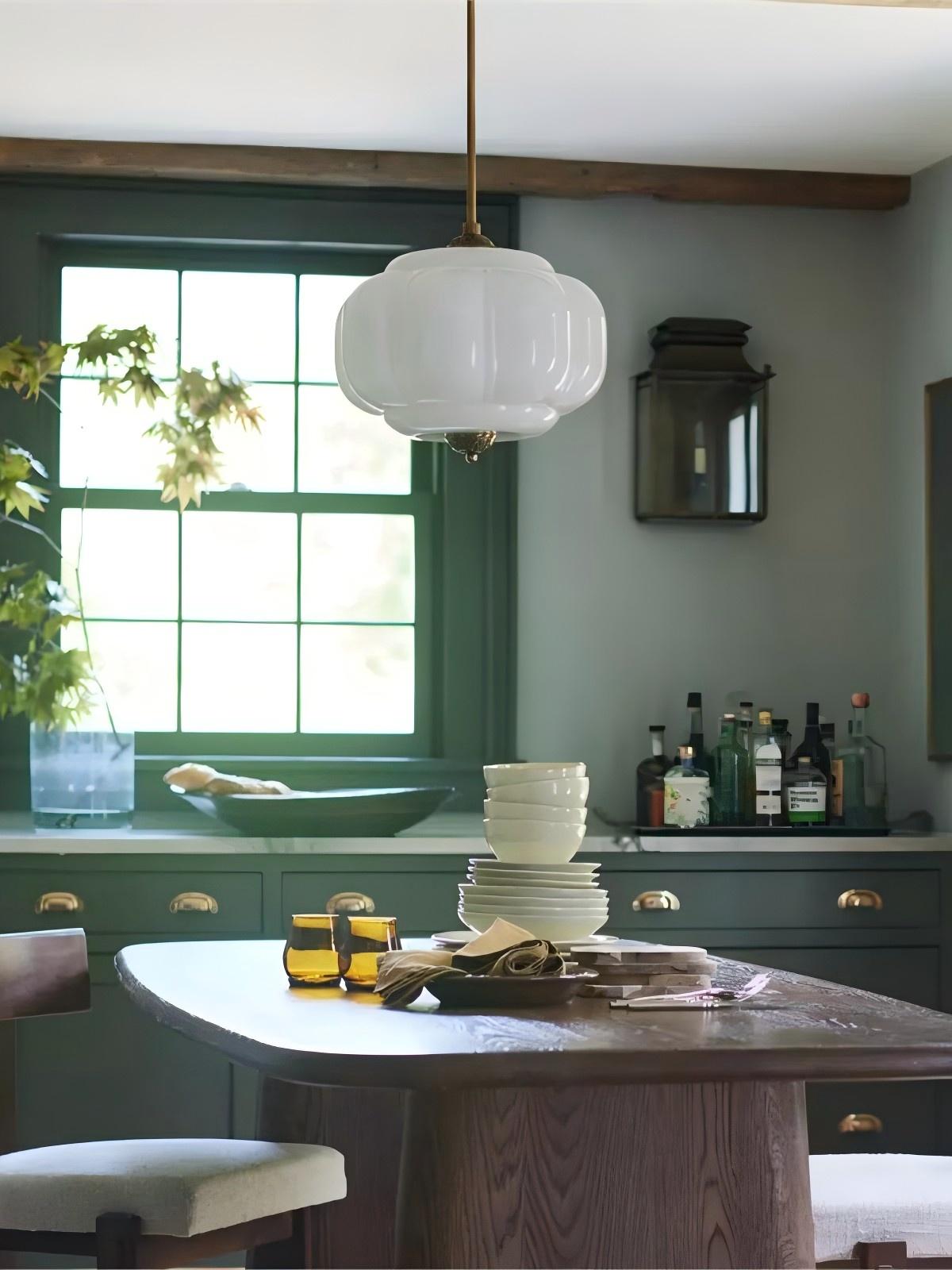 Vintage Milk Glass Ceiling Light With Fluted Rim White Pink Green Matte Glass Brass Black