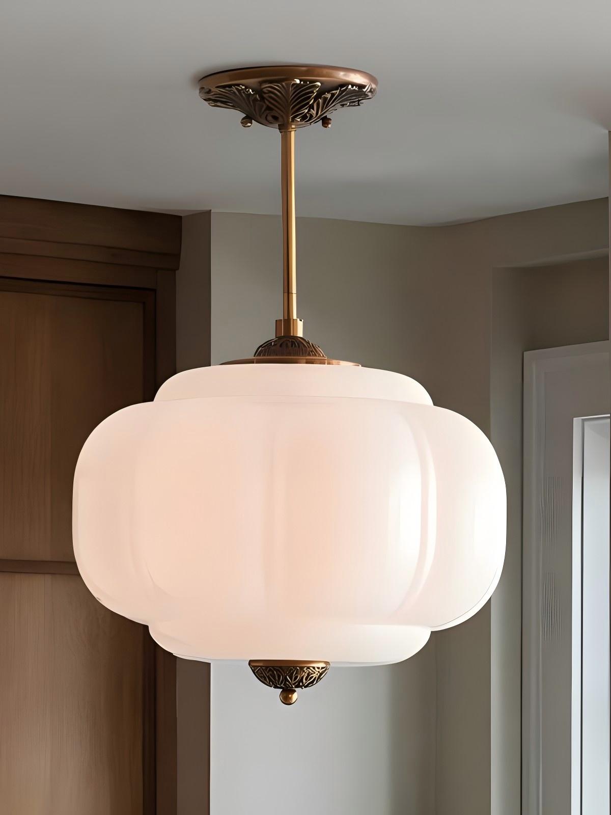 Vintage Milk Glass Ceiling Light With Fluted Rim White Pink Green Matte Glass Brass Black