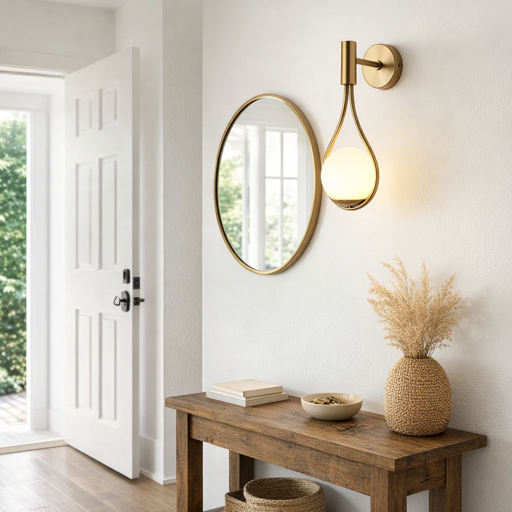AuraNova Contemporary Metal Wall Light With Sculptural Frame For Modern Interiors