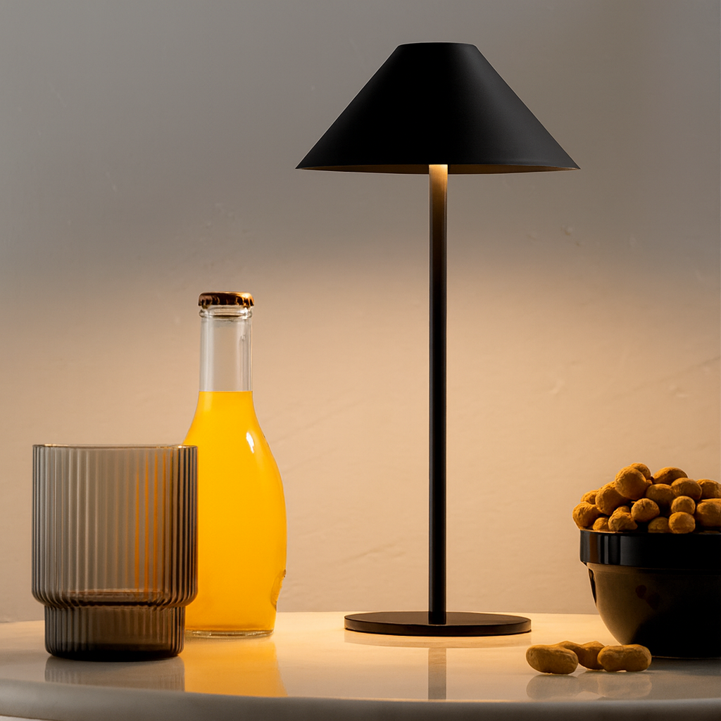 LED Tranquil Cone Desk Light For Living Rooms And Workspaces With Soft Ambient Glow