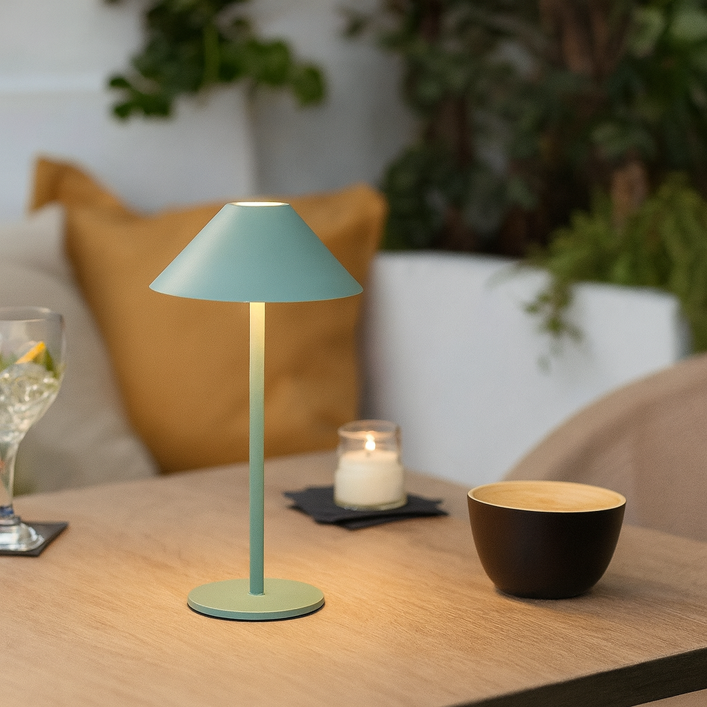 LED Tranquil Cone Desk Light For Living Rooms And Workspaces With Soft Ambient Glow