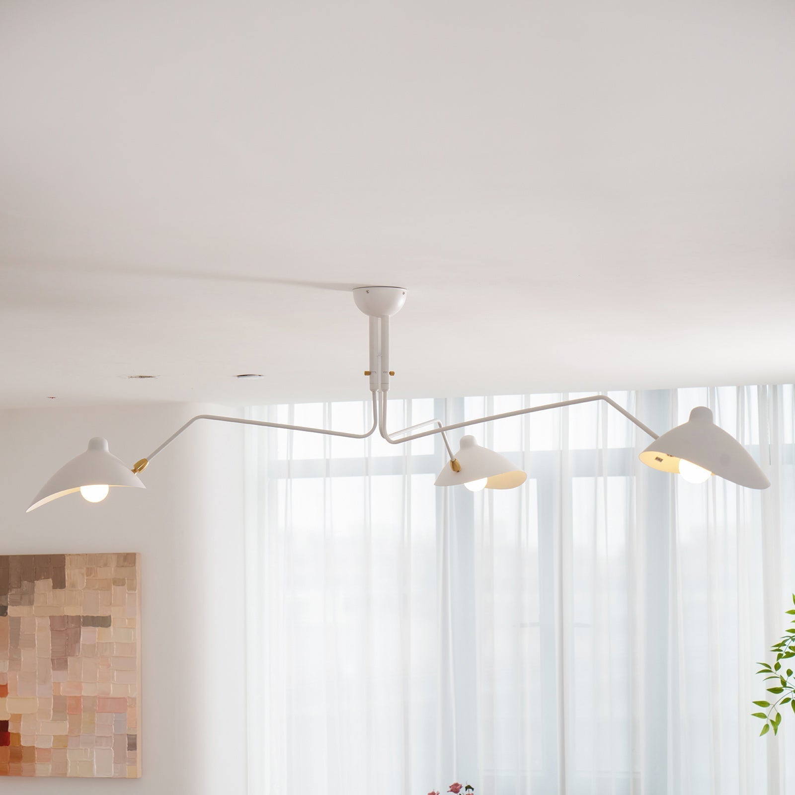 Adjustable Spider Ceiling Light, Multi-Arm, Black And White, Brass, Scandinavian Modern