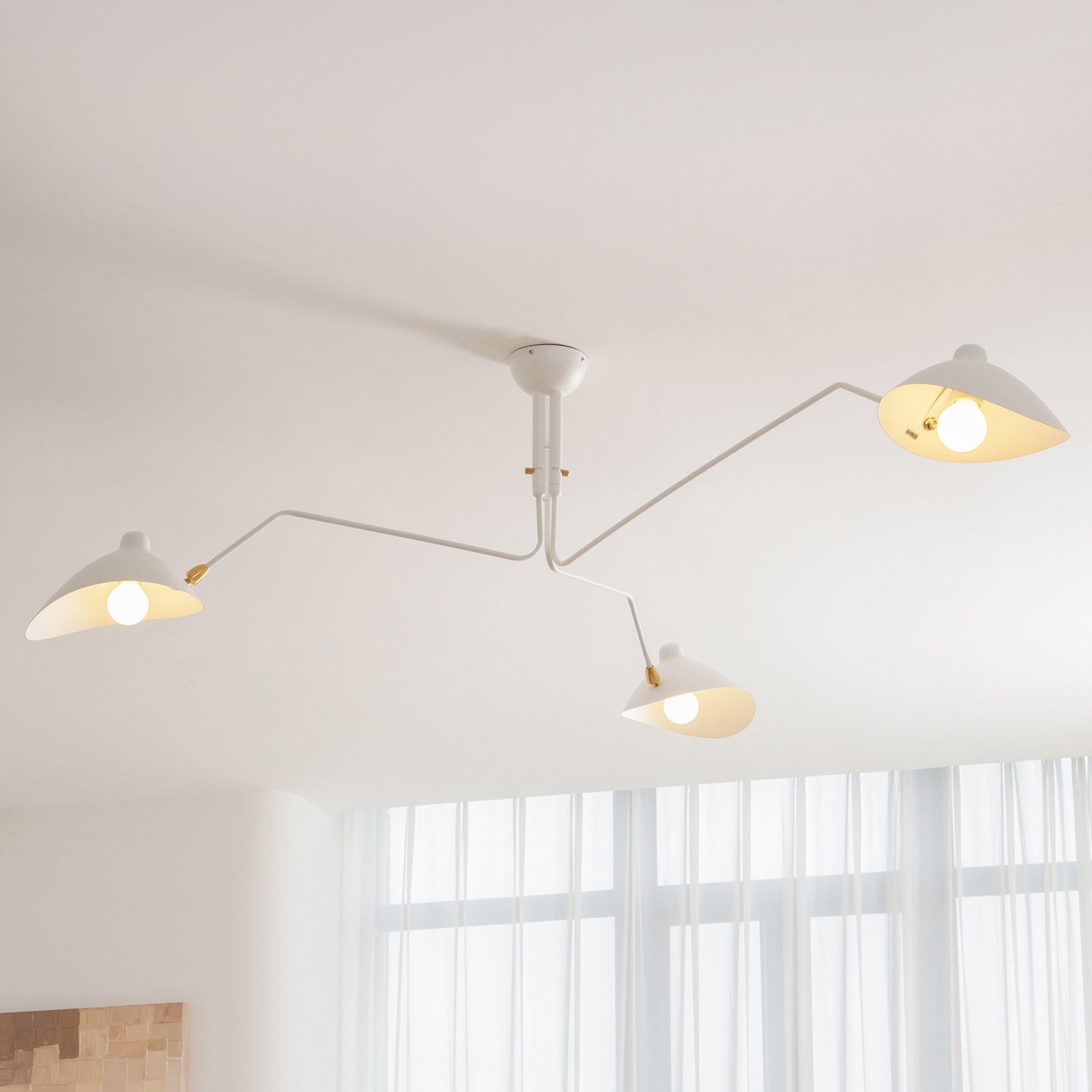 Adjustable Spider Ceiling Light, Multi-Arm, Black And White, Brass, Scandinavian Modern