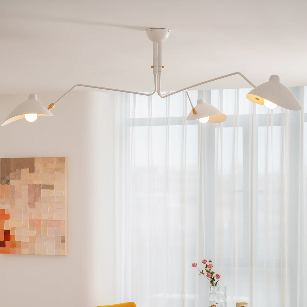Adjustable Spider Ceiling Light, Multi-Arm, Black And White, Brass, Scandinavian Modern