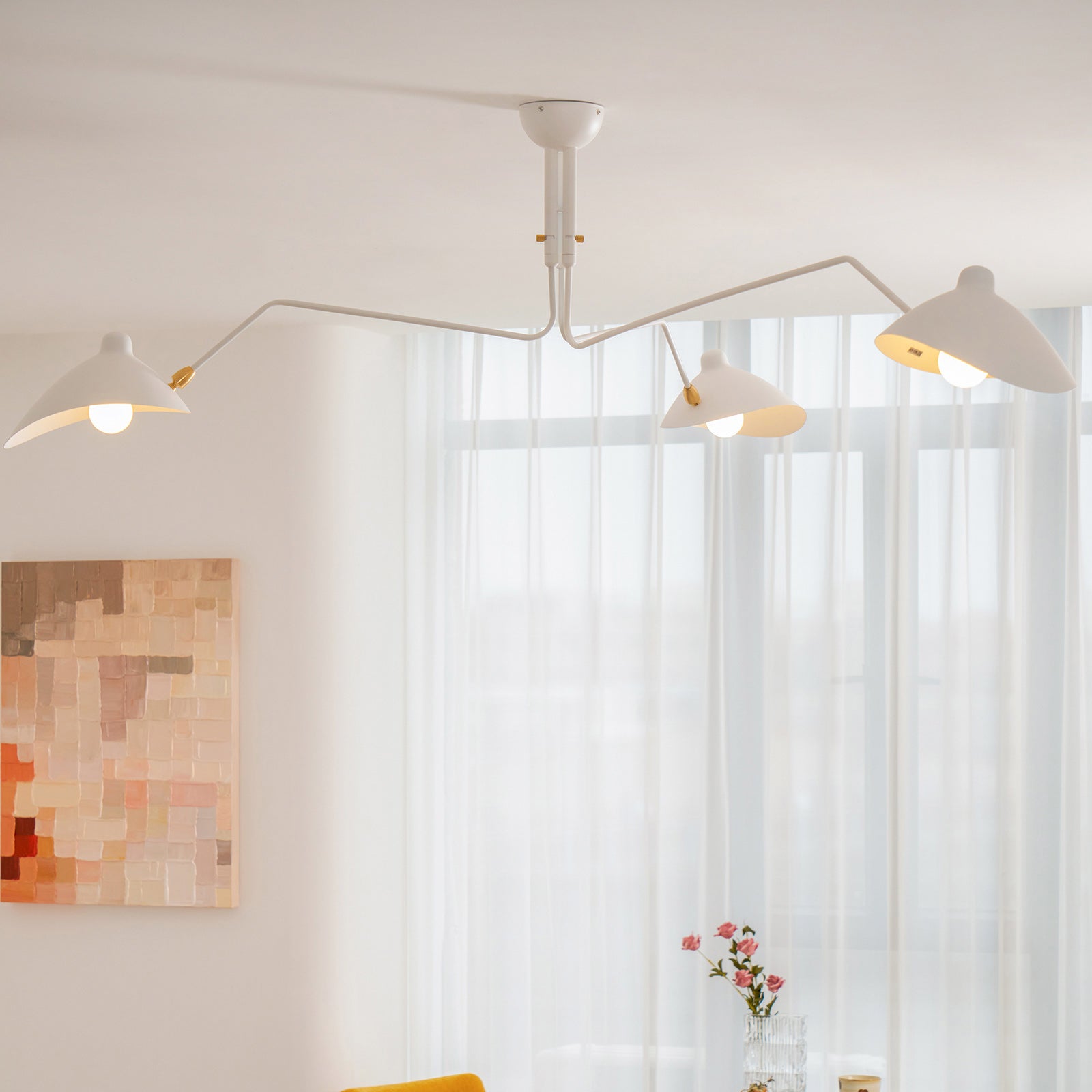 Adjustable Spider Ceiling Light, Multi-Arm, Black And White, Brass, Scandinavian Modern