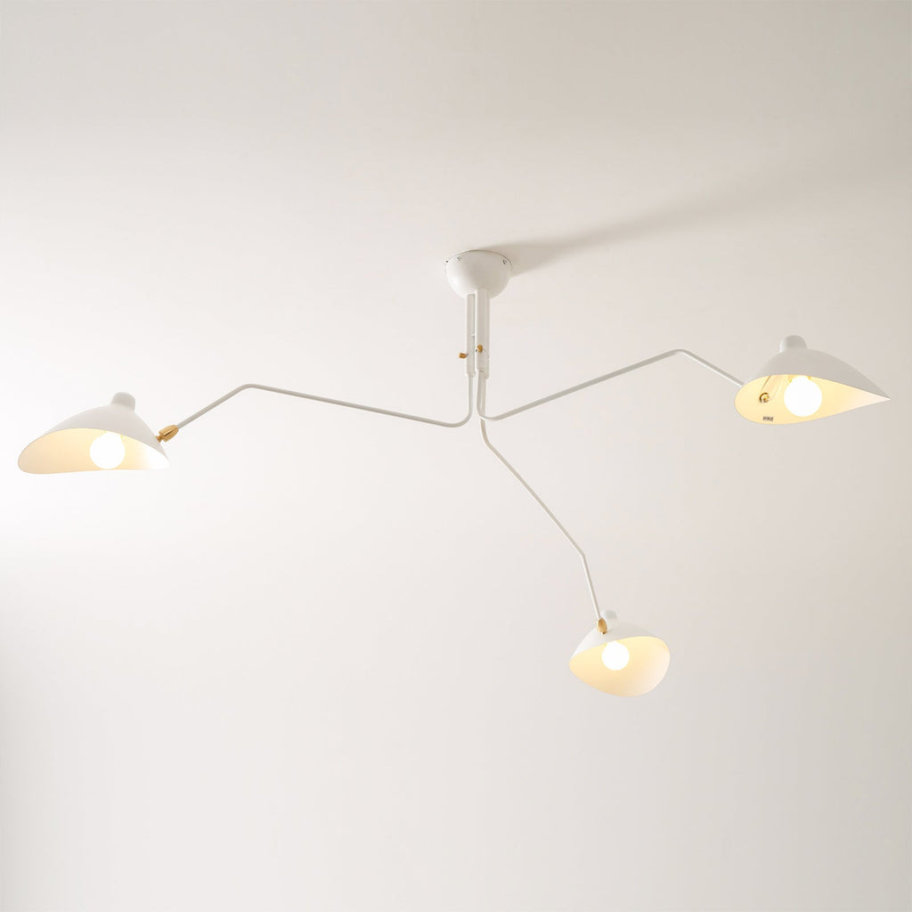 Adjustable Spider Ceiling Light, Multi-Arm, Black And White, Brass, Scandinavian Modern