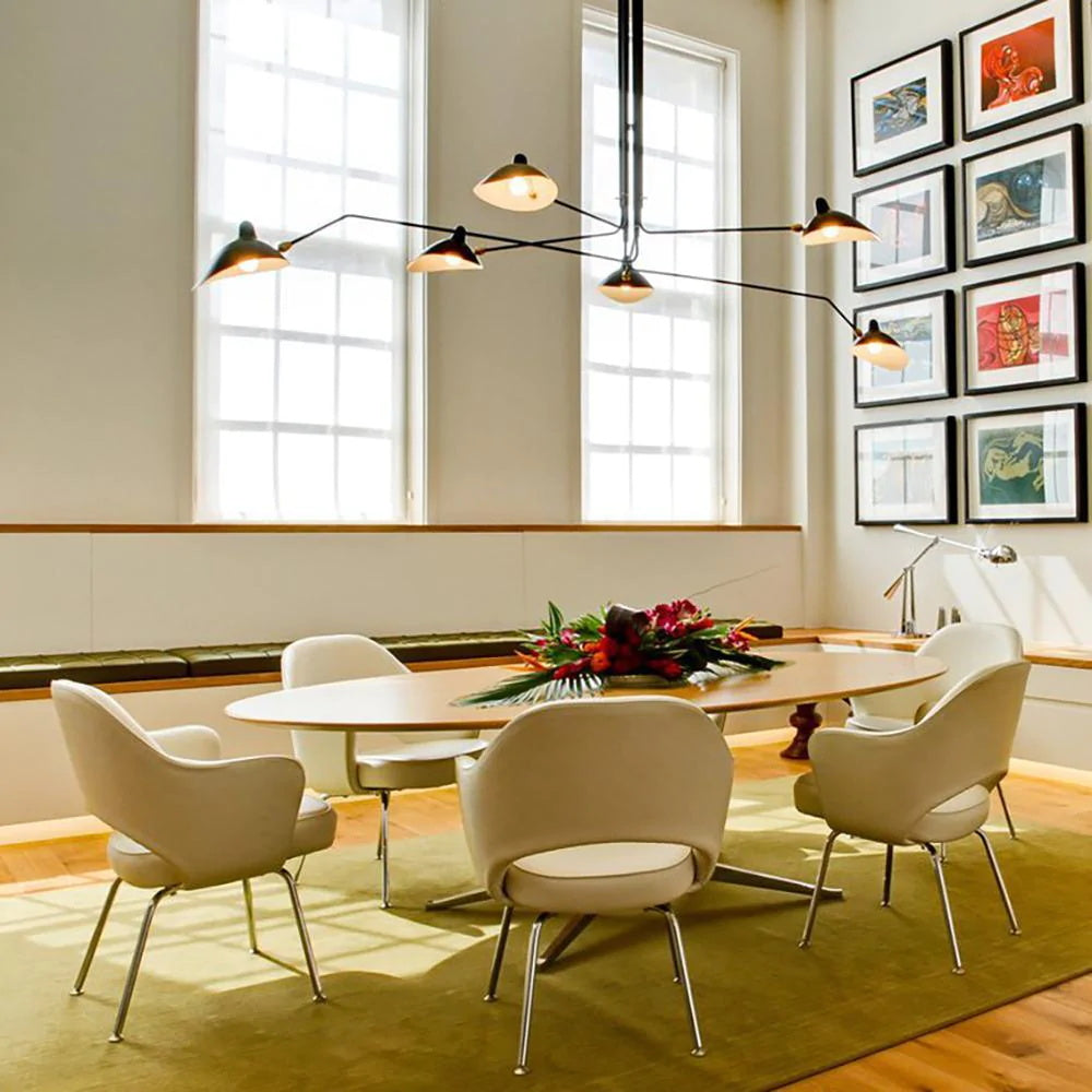 Adjustable Spider Ceiling Light, Multi-Arm, Black And White, Brass, Scandinavian Modern