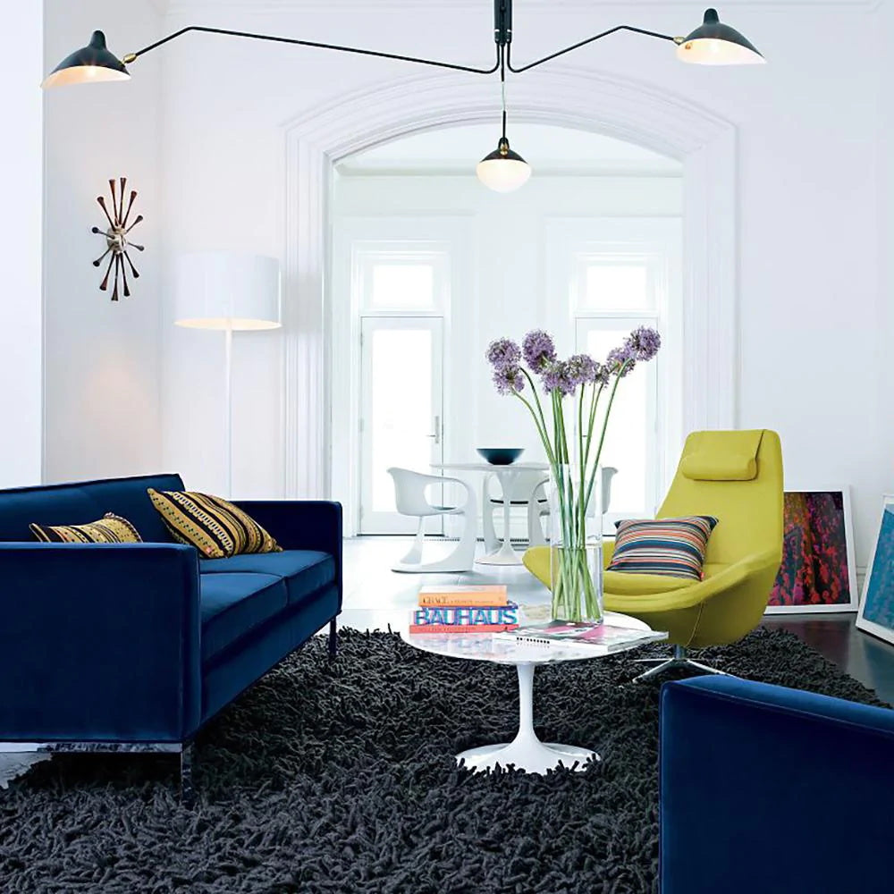 Adjustable Spider Ceiling Light, Multi-Arm, Black And White, Brass, Scandinavian Modern