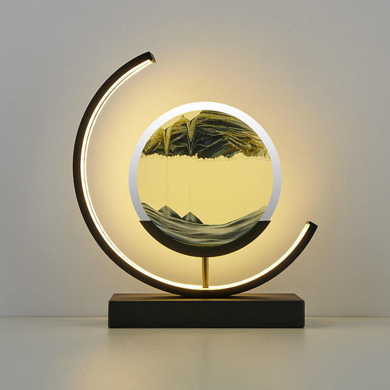 LumaAura Sand Art And Water Moon Light For Desk Decor And Shelves With Subtle LED Glow
