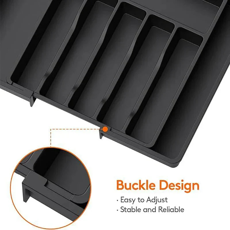 Organizator ajustabil pentru sertarul cu tacâmuri — inserție extensibilă de 33–57 cm