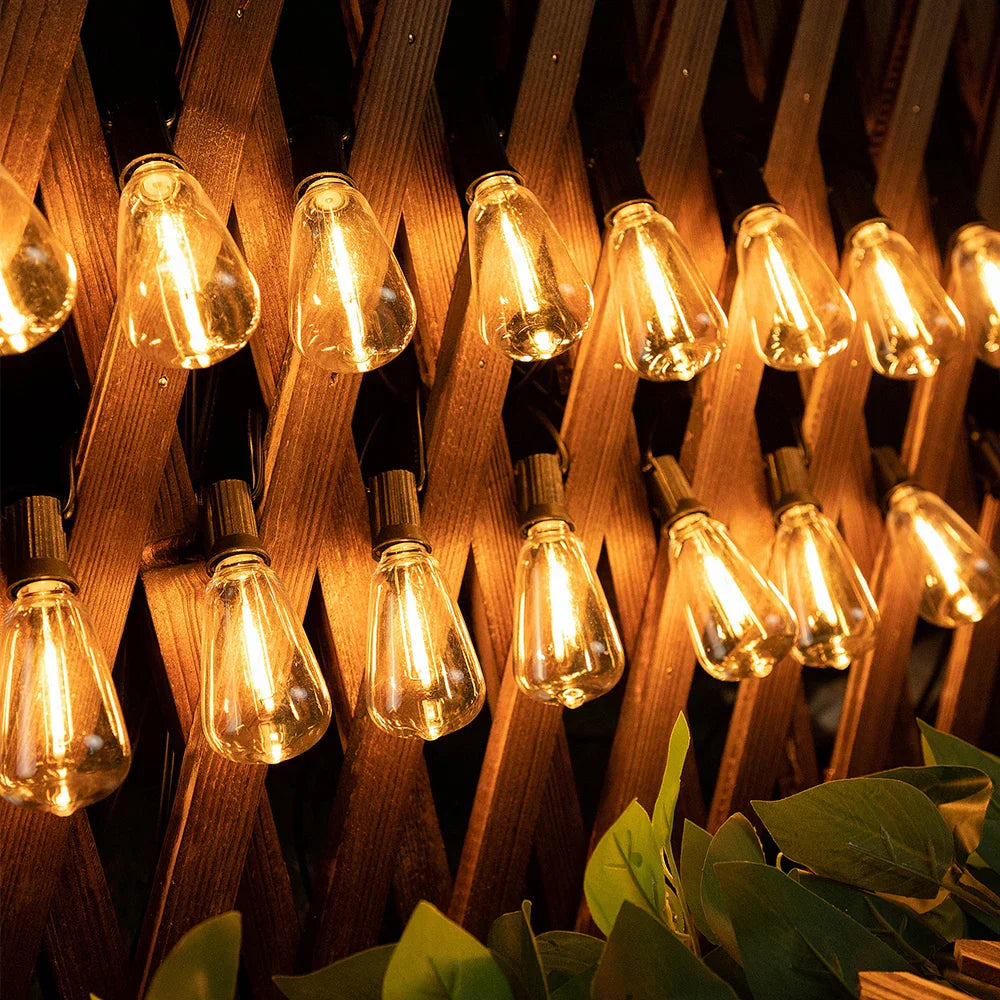 IP44 Weatherproof LED Garden Lights With 15 Durable Bulbs On 10m Cord Black