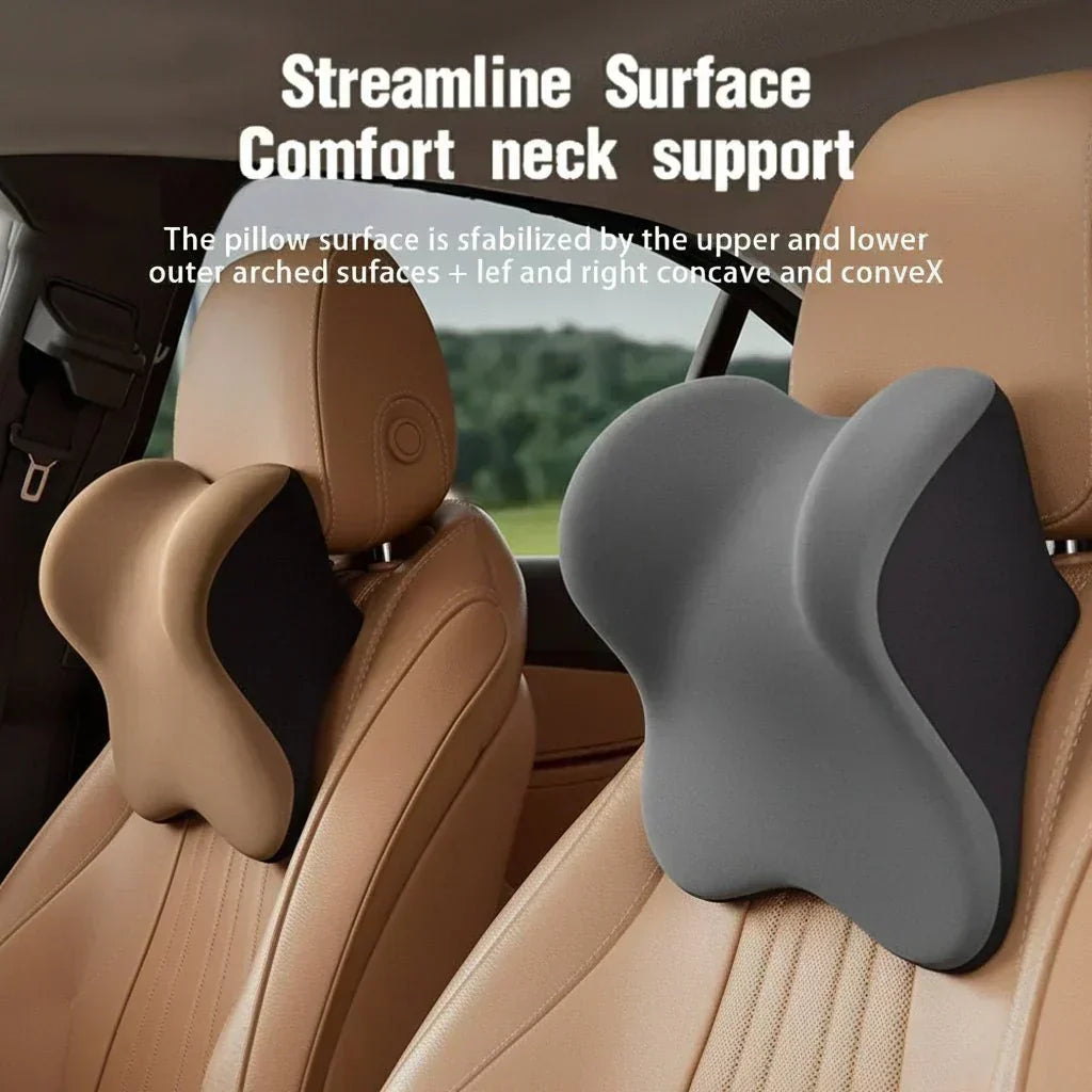AeroEase Memory Foam Car Pillow — Contoured Neck and Lumbar Support