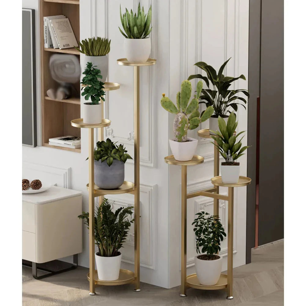 Metalen plantenrek met meerdere niveaus — Verspringende ronde planken, 3 hoogteopties