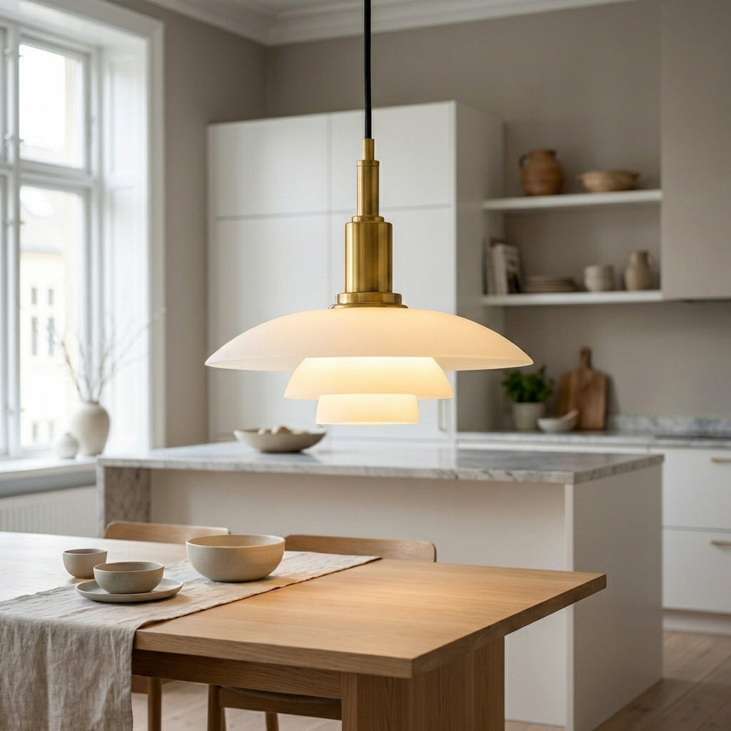 Nordell Glass Pendant And Metal Nordic Table Lamp For Dining Areas And Kitchen Islands