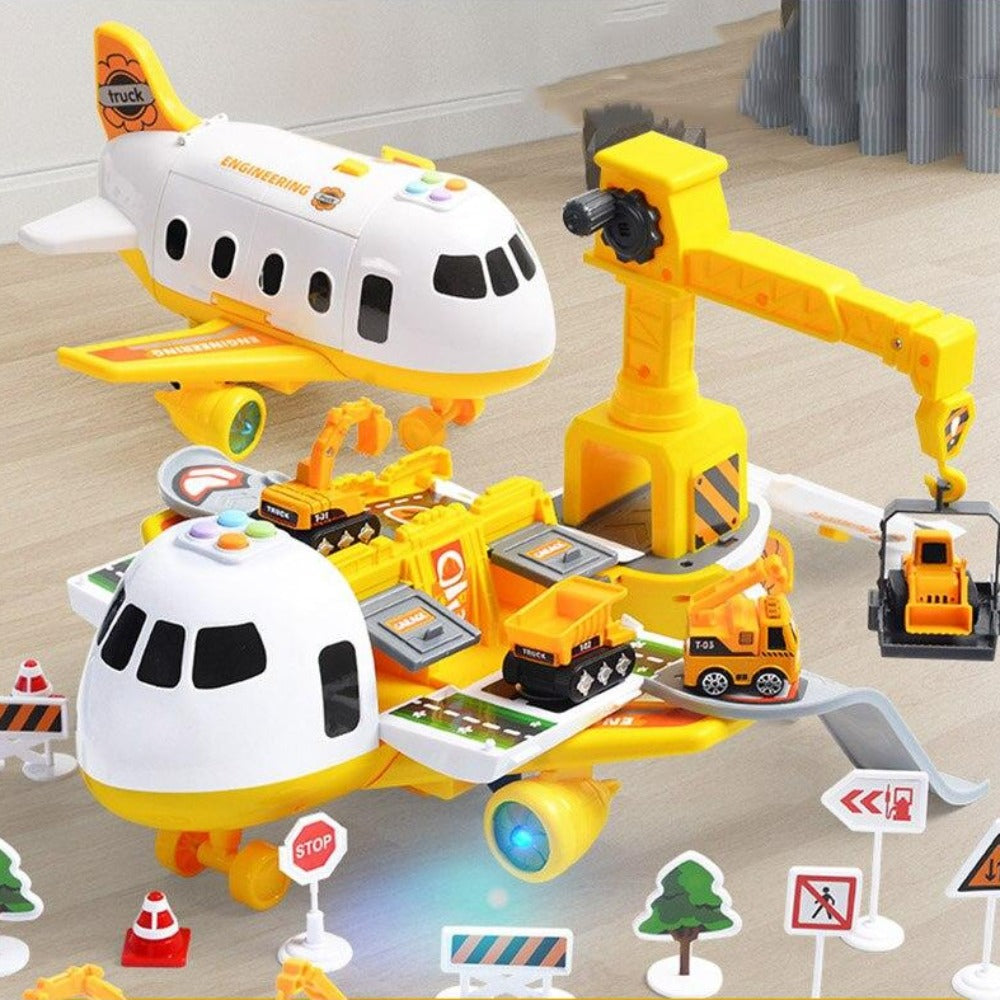 Airplane Playset With 20 Pieces, Airport Theme And Construction Vehicles