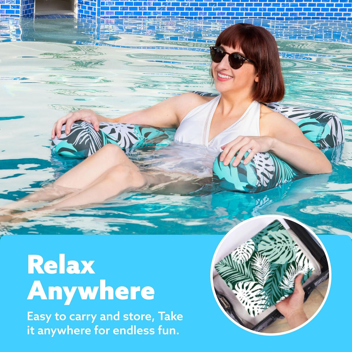 Matelas gonflable de piscine Sloosh Tropic-Ease — Dossier réglable, coque à trois chambres, fond en filet perméable