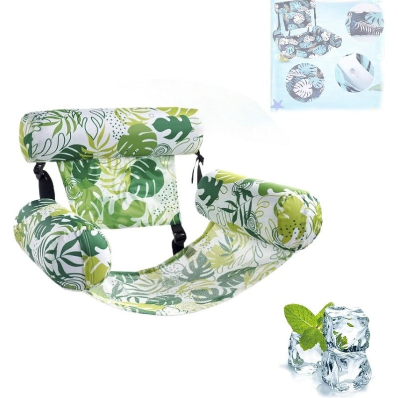 Matelas gonflable de piscine Sloosh Tropic-Ease — Dossier réglable, coque à trois chambres, fond en filet perméable