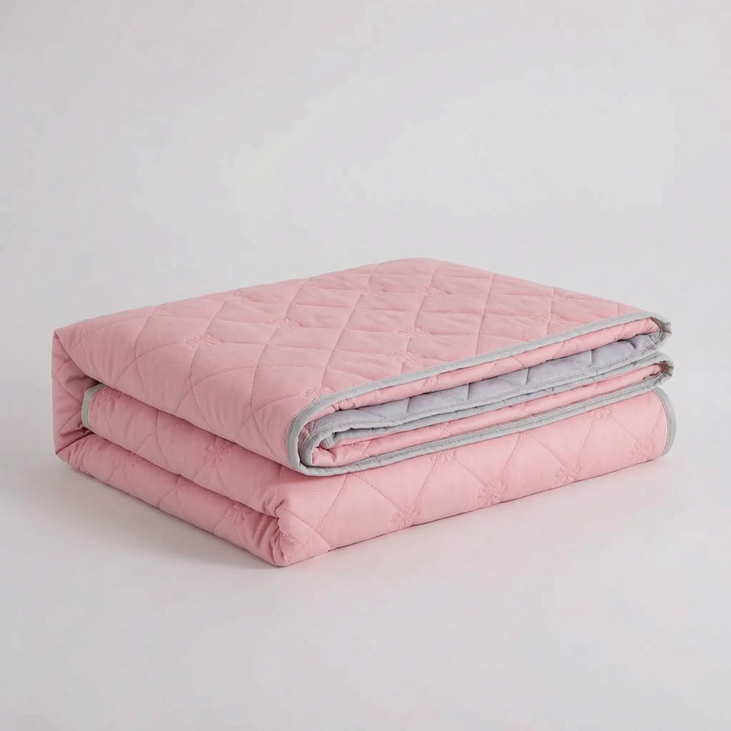 Couverture rafraîchissante matelassée en losanges Somniq – tissage léger et perméable –