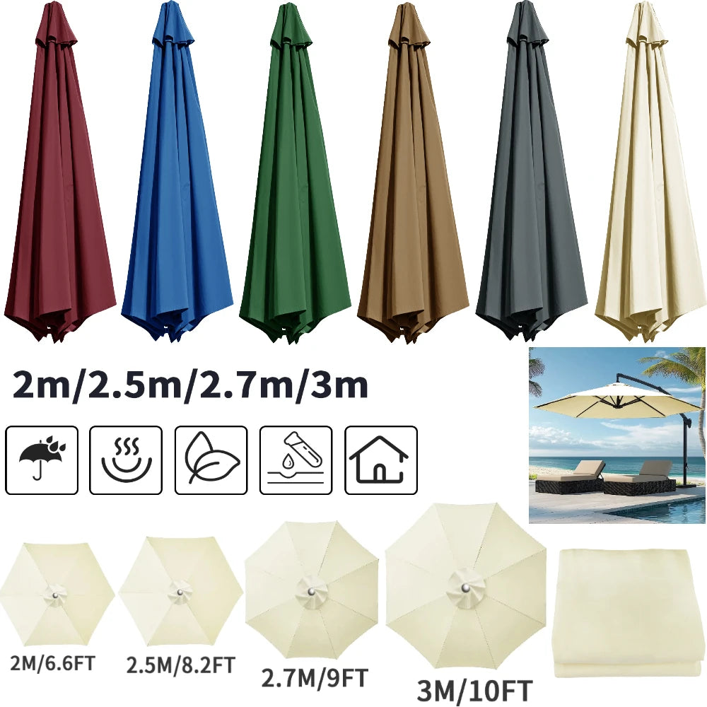 Water-Repellent Parasol Cover For 6/8 Spokes Umbrellas With Ventilation 2-3 Meters
