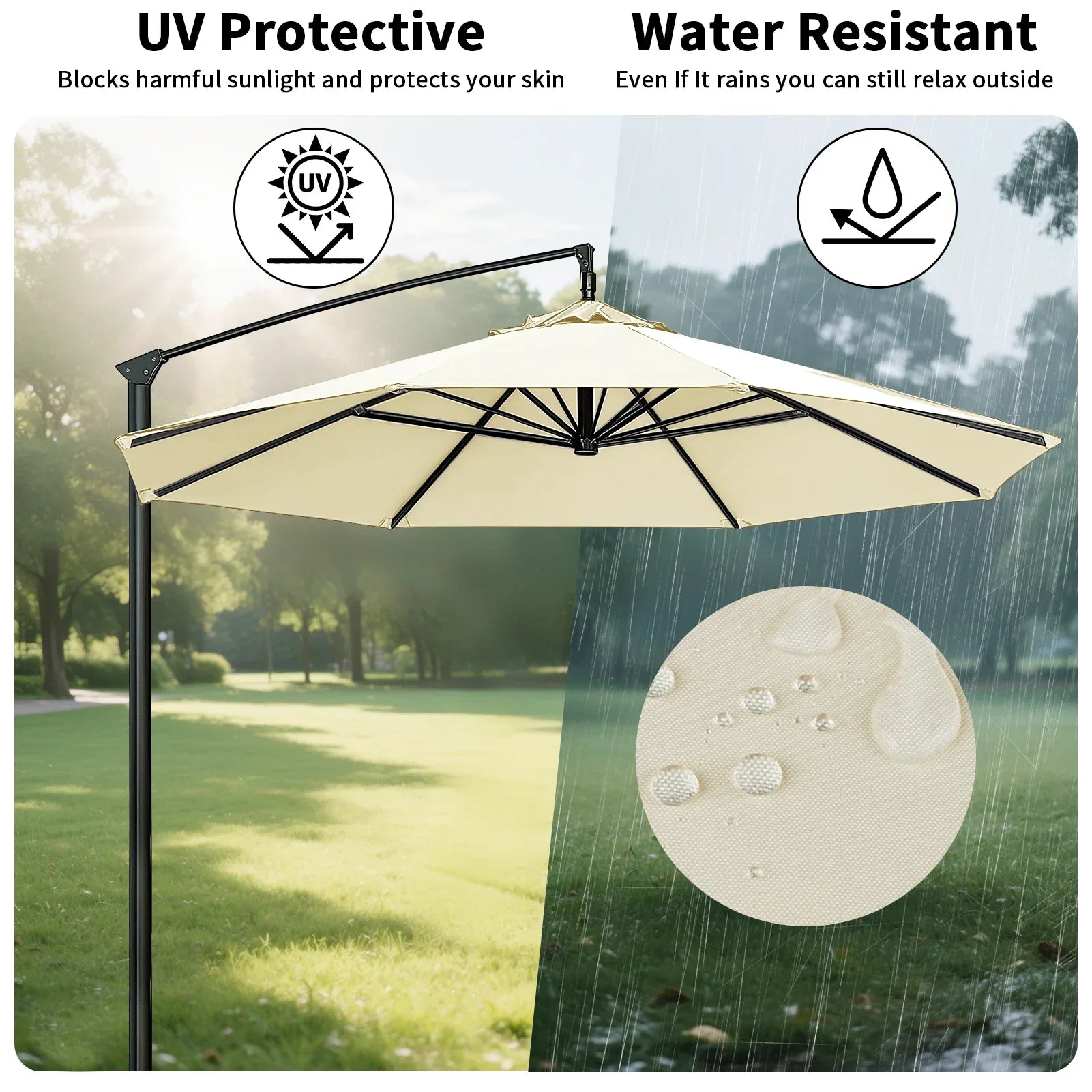 Water-Repellent Parasol Cover For 6/8 Spokes Umbrellas With Ventilation 2-3 Meters
