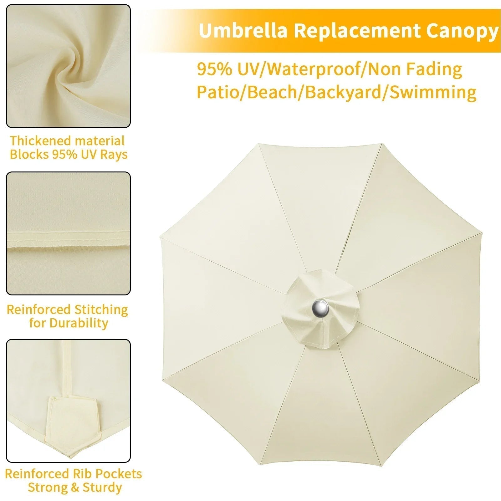 Water-Repellent Parasol Cover For 6/8 Spokes Umbrellas With Ventilation 2-3 Meters