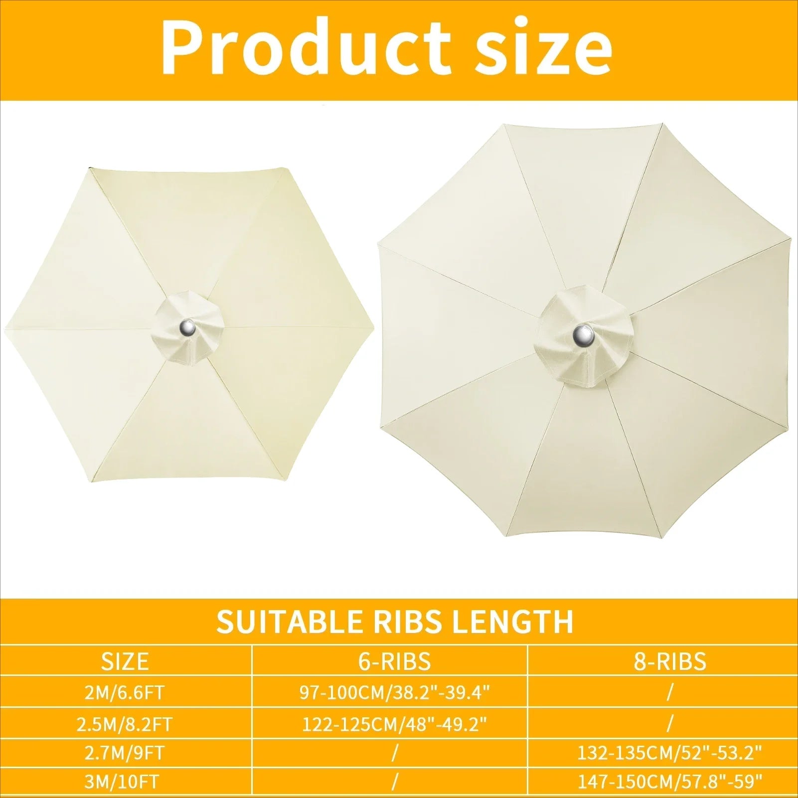 Water-Repellent Parasol Cover For 6/8 Spokes Umbrellas With Ventilation 2-3 Meters