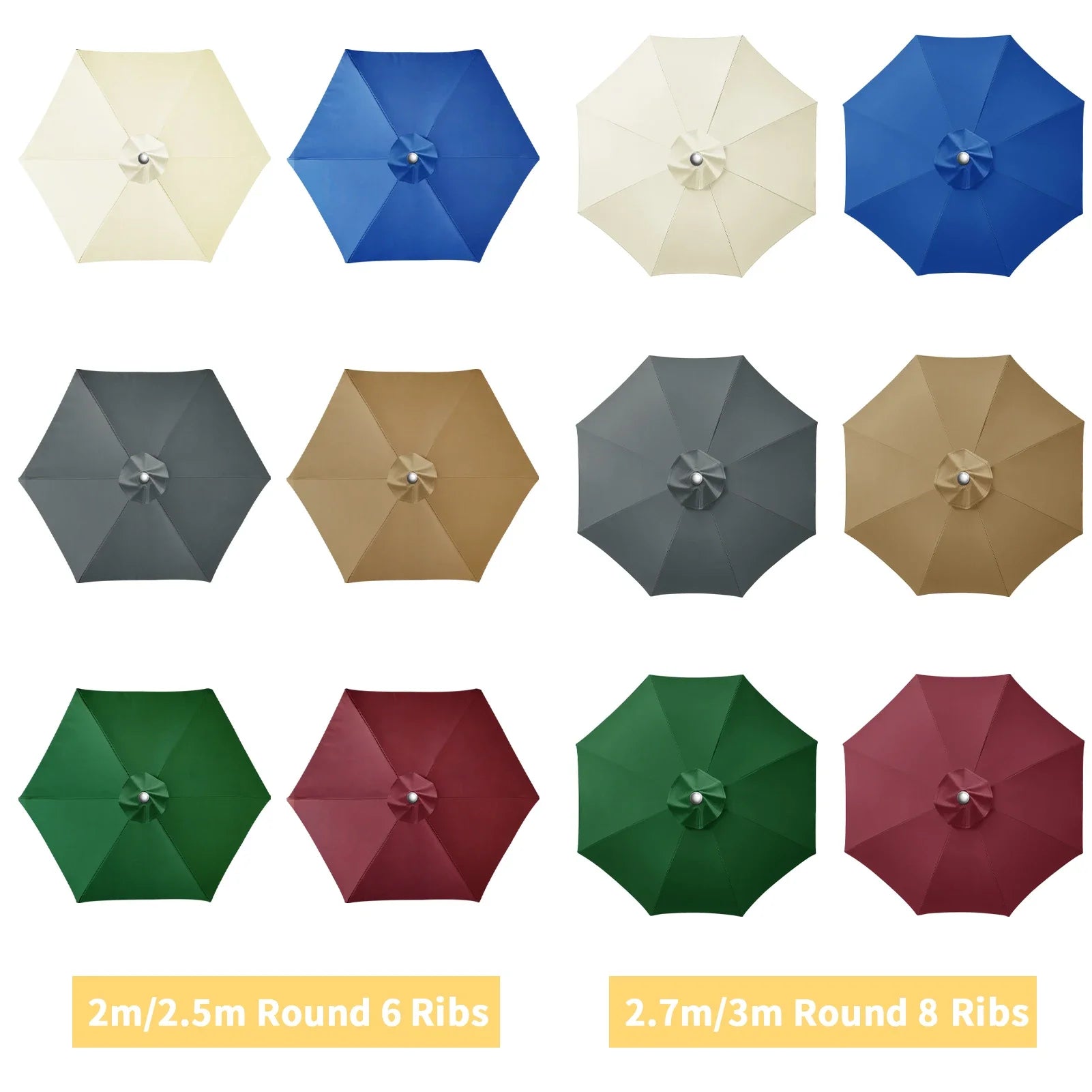 Water-Repellent Parasol Cover For 6/8 Spokes Umbrellas With Ventilation 2-3 Meters