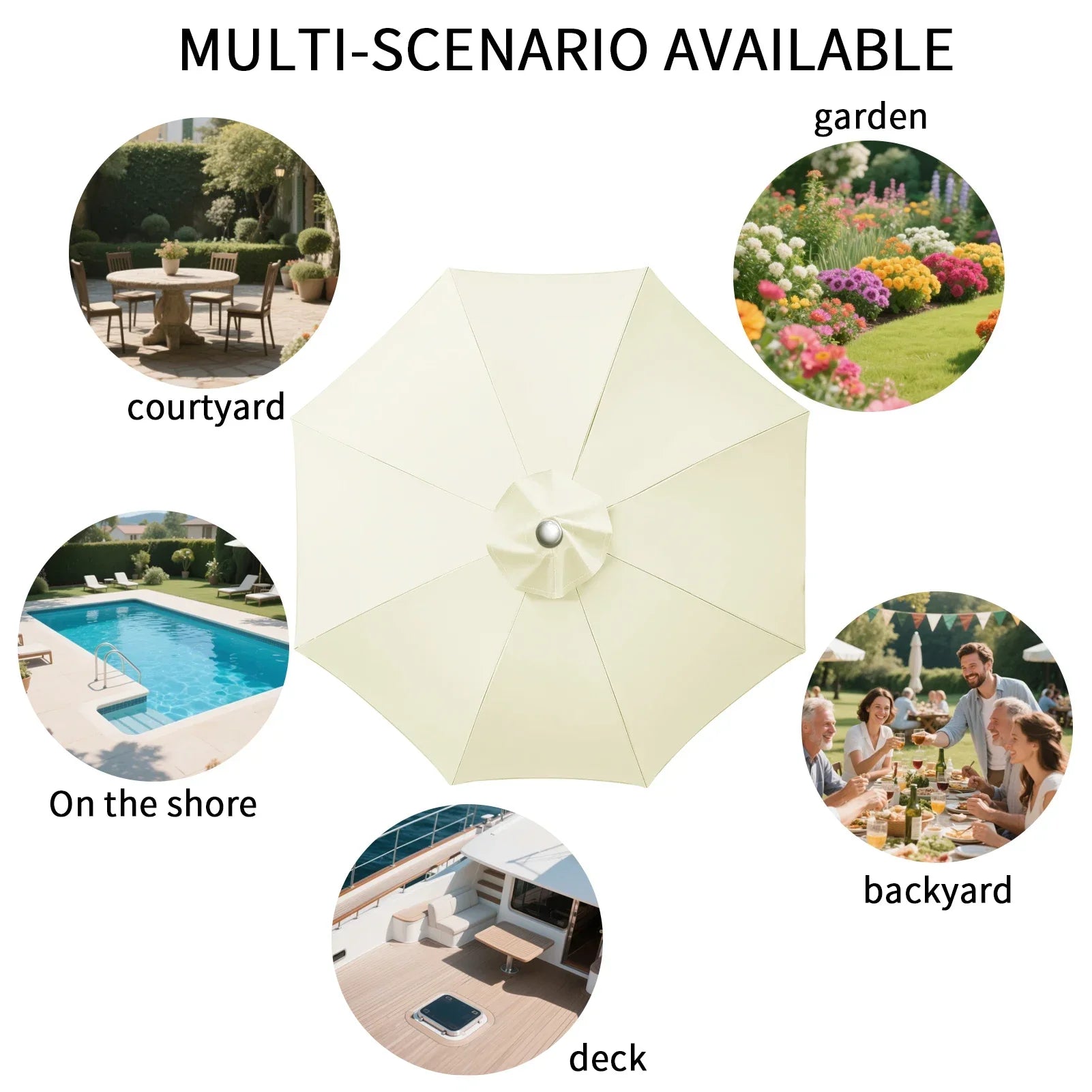 Water-Repellent Parasol Cover For 6/8 Spokes Umbrellas With Ventilation 2-3 Meters