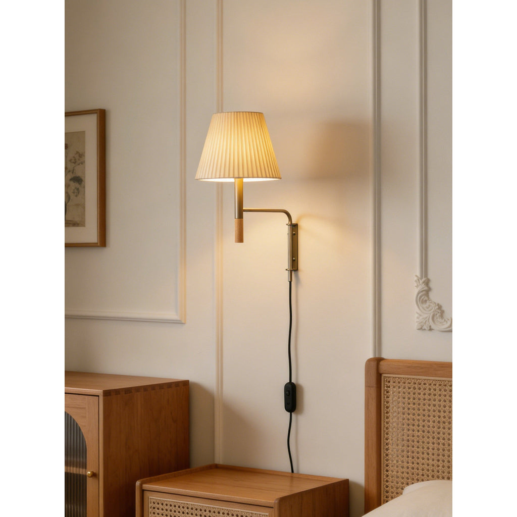 Wall Lamp Featuring Swivel Arm Modern Reading Light With Parchment Or Pleated Shade