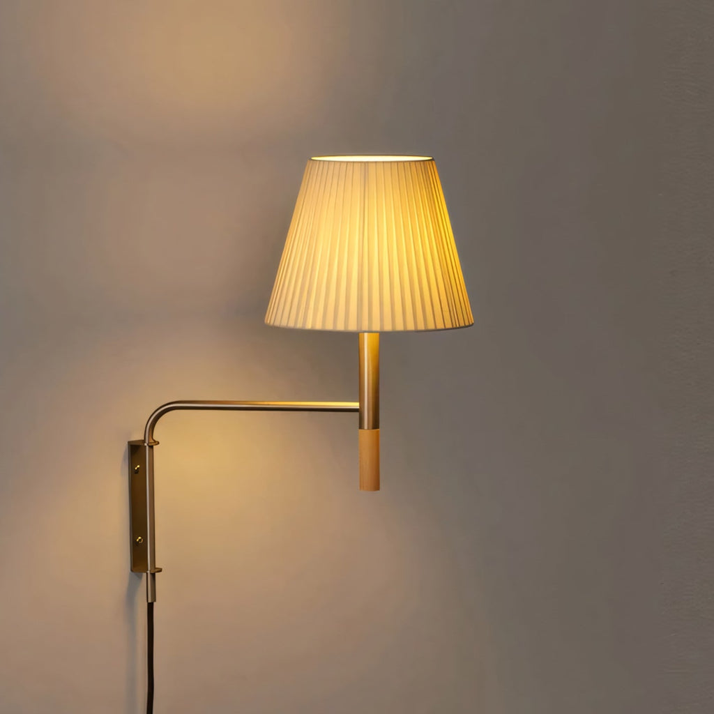 Wall Lamp Featuring Swivel Arm Modern Reading Light With Parchment Or Pleated Shade