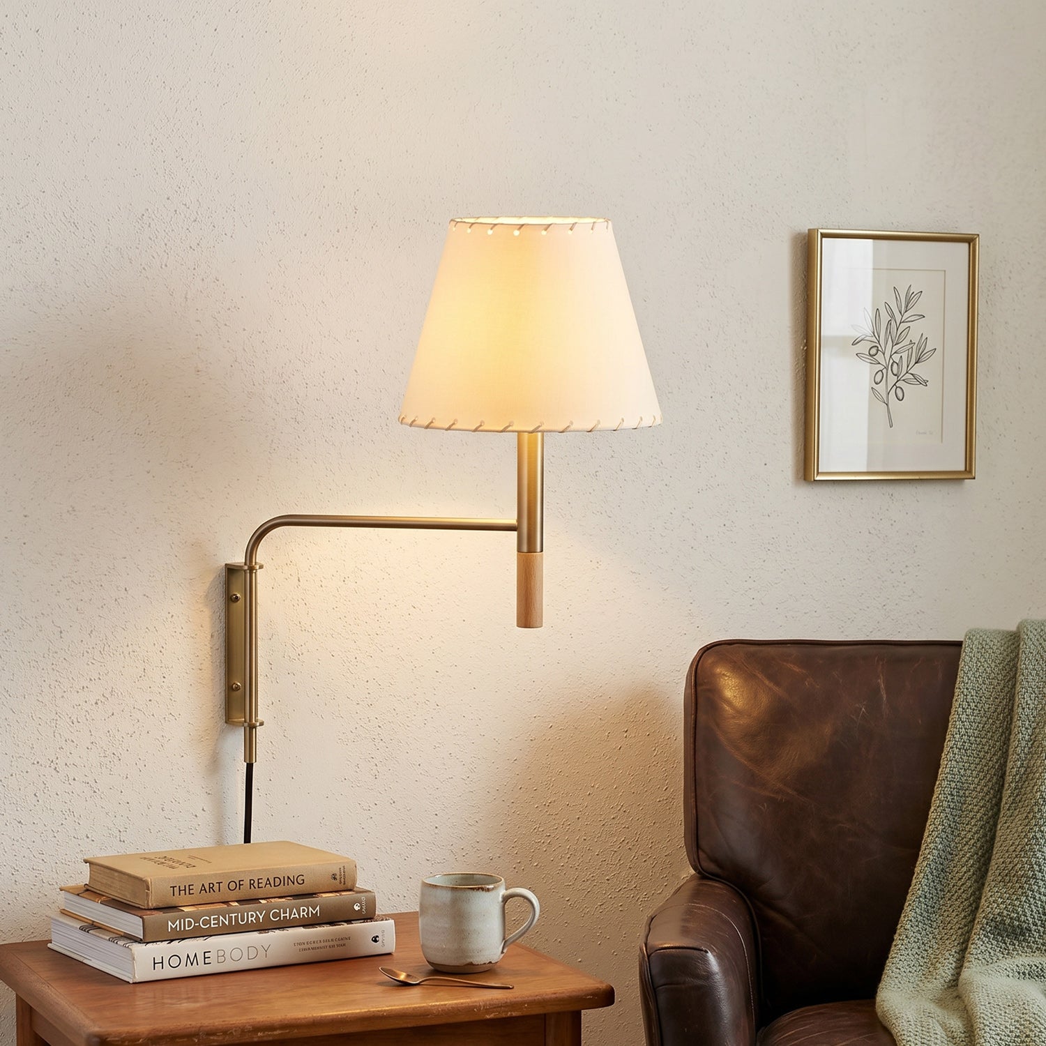 Wall Lamp Featuring Swivel Arm Modern Reading Light With Parchment Or Pleated Shade