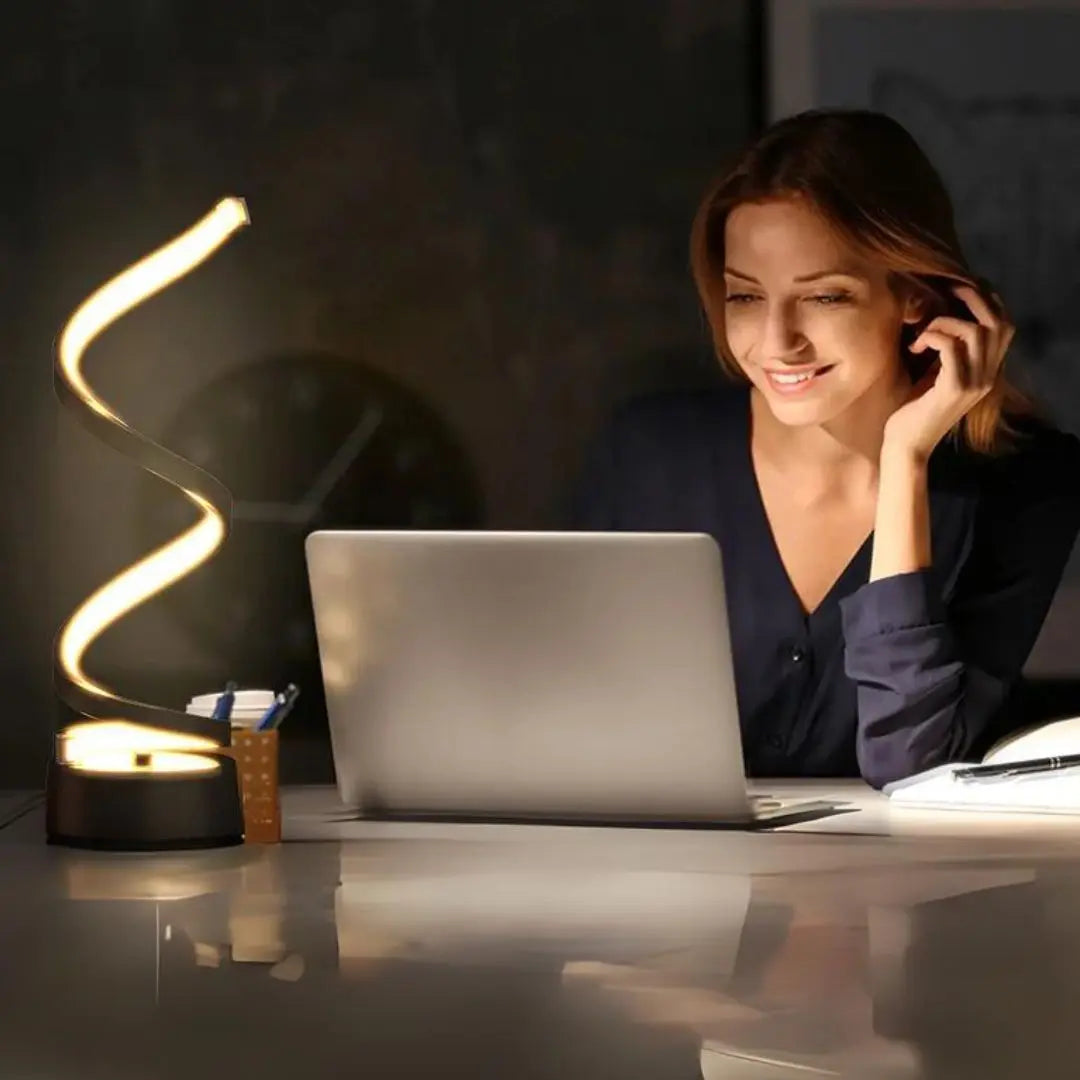 Candeeiro LED espiral regulável — luz escultural de toque com luminosidade ajustável