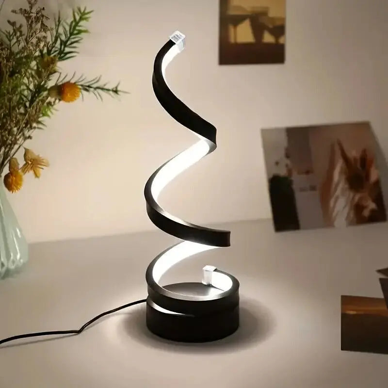 Candeeiro LED espiral regulável — luz escultural de toque com luminosidade ajustável