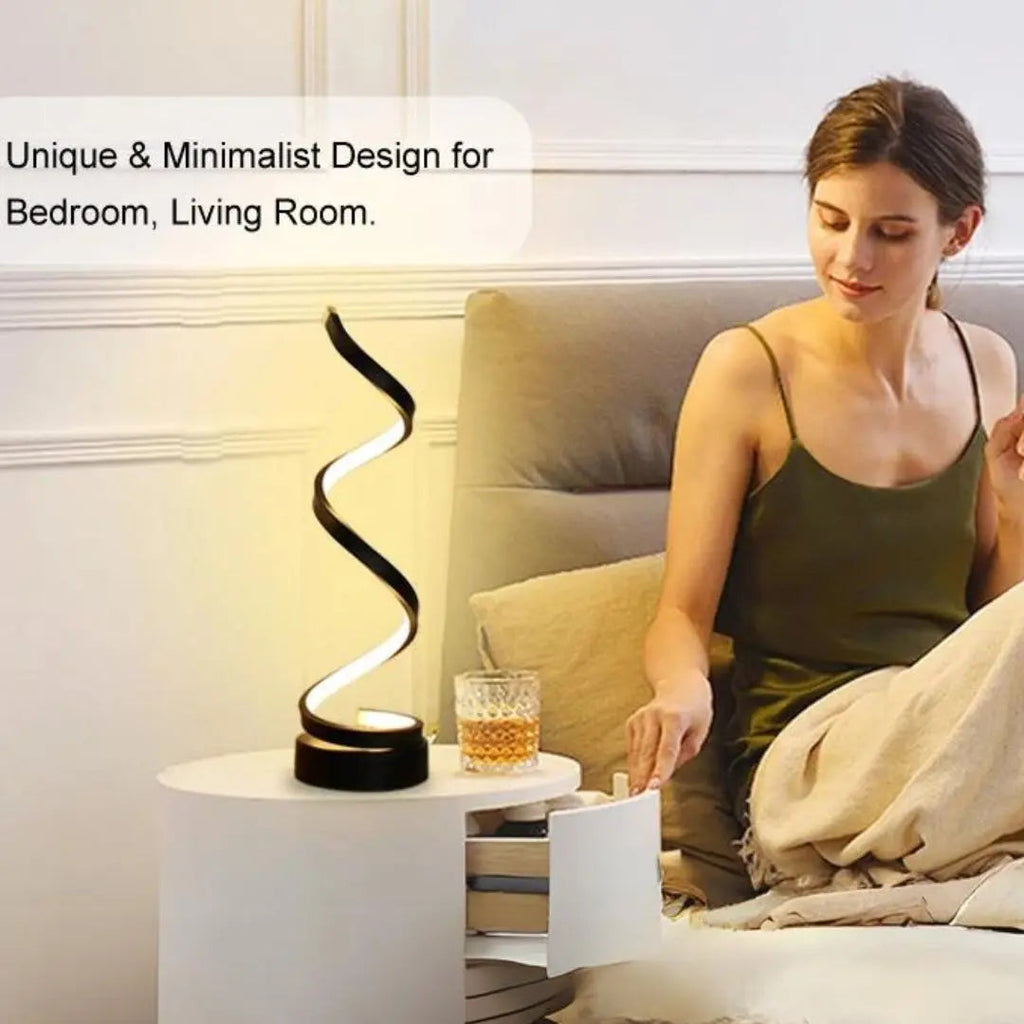 Candeeiro LED espiral regulável — luz escultural de toque com luminosidade ajustável