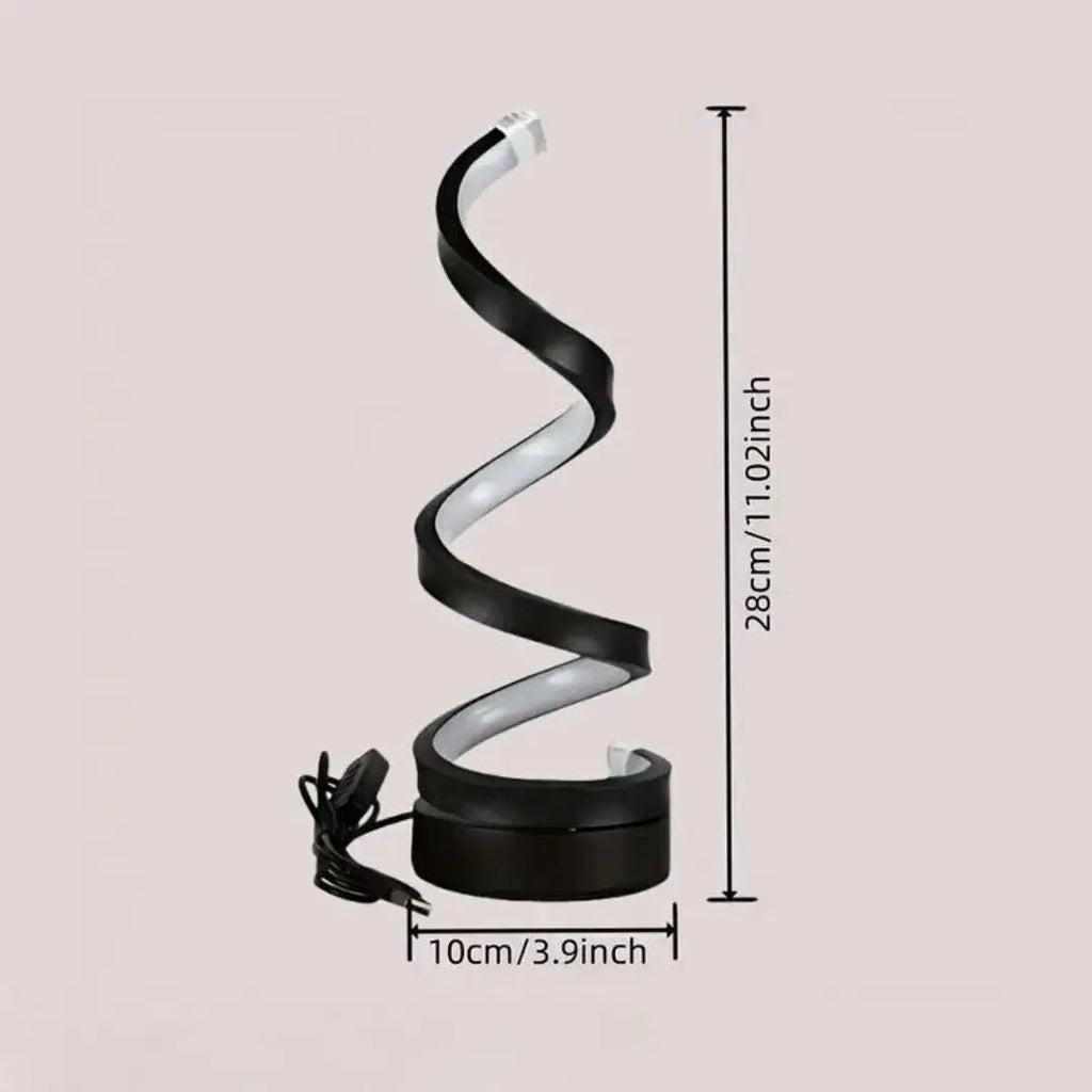 Candeeiro LED espiral regulável — luz escultural de toque com luminosidade ajustável