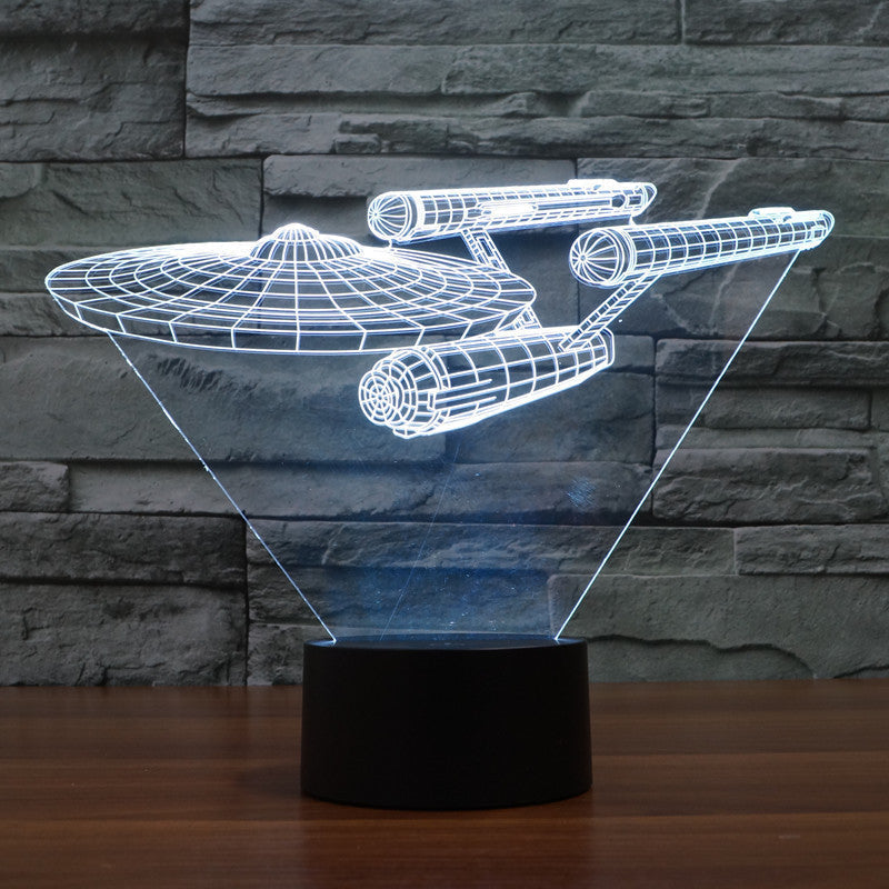 Φωτιστικό 3D ψευδαίσθησης διαστημοπλοίου Enterprise — Πολύχρωμος φωτισμός LED