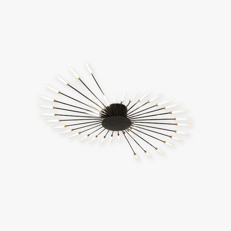 Liora Starburst LED Ceiling Light With Narrow Black Rods And Gentle White Tubes For Modern Interiors