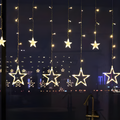 Starry Nights LED Curtain — Warm White Star Lights, Built-In Timer