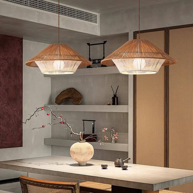 Kairo Weave Pendant Light Handwoven Wicker Fixture For Japanese Inspired Boho Dining Spaces