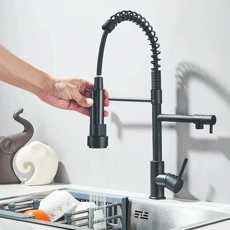 صنبور مطبخ AQUASWIVEL بسحب للأسفل — فوهة مزدوجة دوّارة